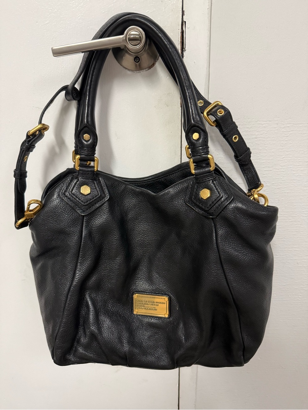 Marc By Marc Jacobs Black Leather Shoulder Bag with Gold Hardware